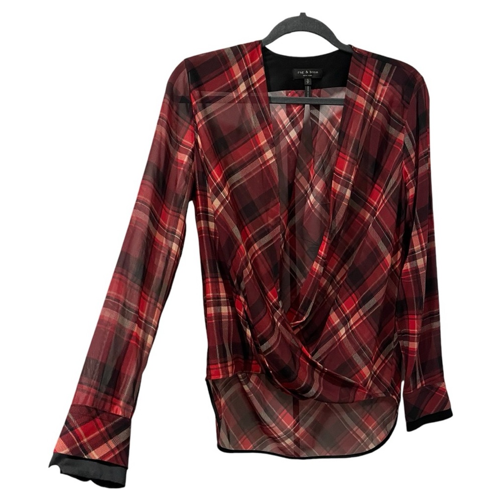Rag & Bone Women’s plaid silk top